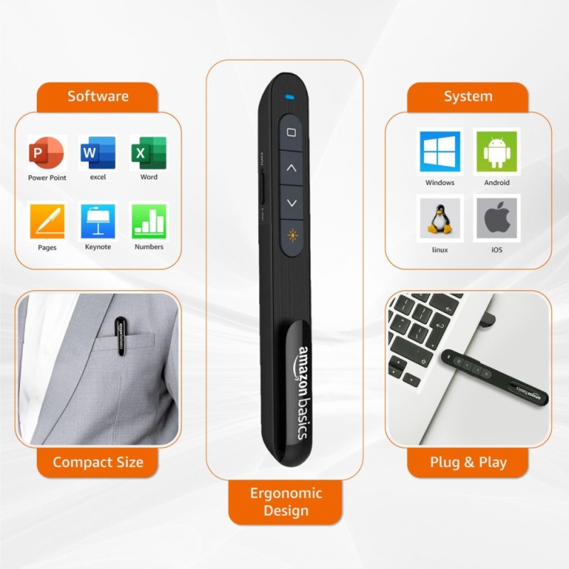 Generic Wireless Presenter COI2408 15m Range Multi Colour