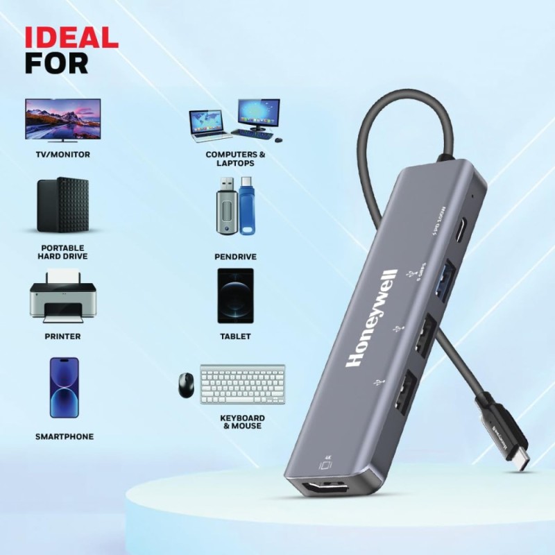 Honeywell Docking Station HC000023 5-in-1 with 4K HDMI Grey