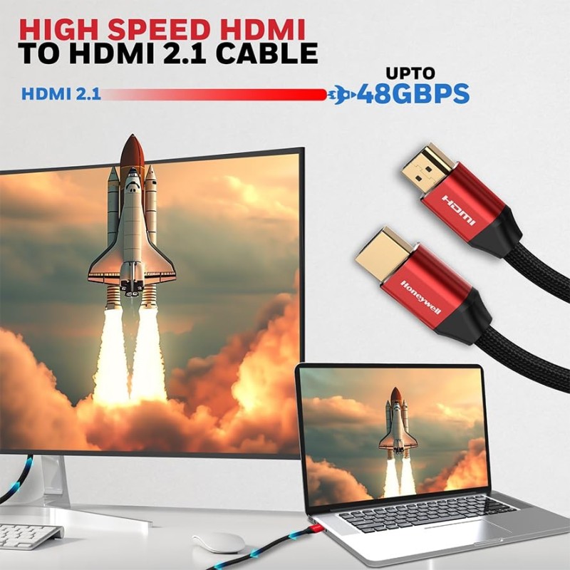 Honeywell HDMI Cable 2.1 with Ethernet 48GBPS Red