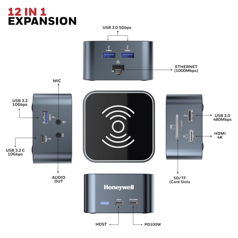 Honeywell Type C Dock HC000028/LAP/CDK 12-in-1 4K HDMI Grey