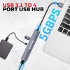 Honeywell USB Hub HC000015/LAP/PH/4U 4 Ports 5 Gbps Silver