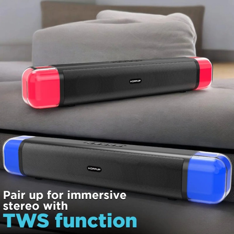 HOPPUP Soundbar F16 16 W BTv5.3 with RGB LED Lights Black