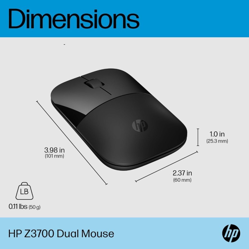 HP Z3700 Wireless Mouse 758A8AA, Bluetooth 5.0, 1600 DPI, Black
