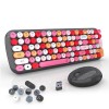 iGear KeyBee Wireless Keyboard with Mouse 2.4GHz Customizable Pink and Grey