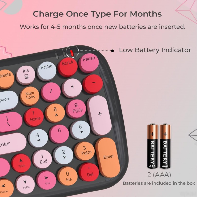 iGear KeyBee Wireless Keyboard with Mouse 2.4GHz Customizable Pink and Grey