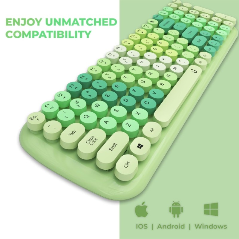 iGear Wireless Keyboard and Mouse Combo iG-1114 Ergonomic Round Key Green