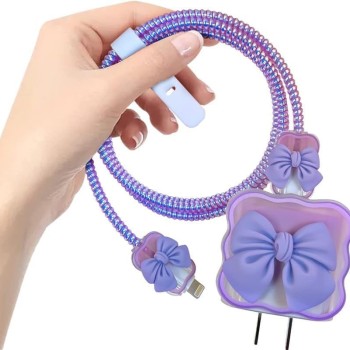 INEFABLE Charger Case Cover Protector INE_Pro_0001 3D Pattern Purple Bow