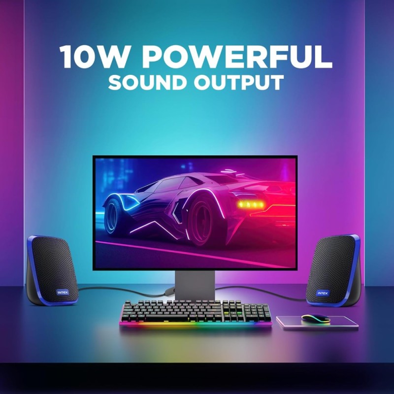 Intex IT-120 2.0 Channel Desktop Speaker 10W Output Blue