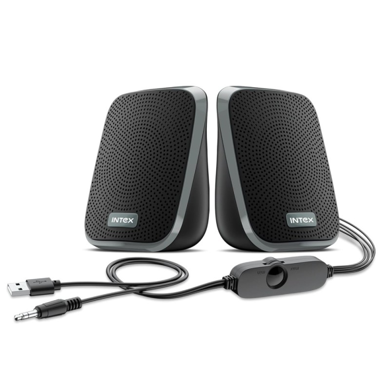 Intex IT-120 2.0 Channel Desktop Speaker 10W RMS USB Powered Grey