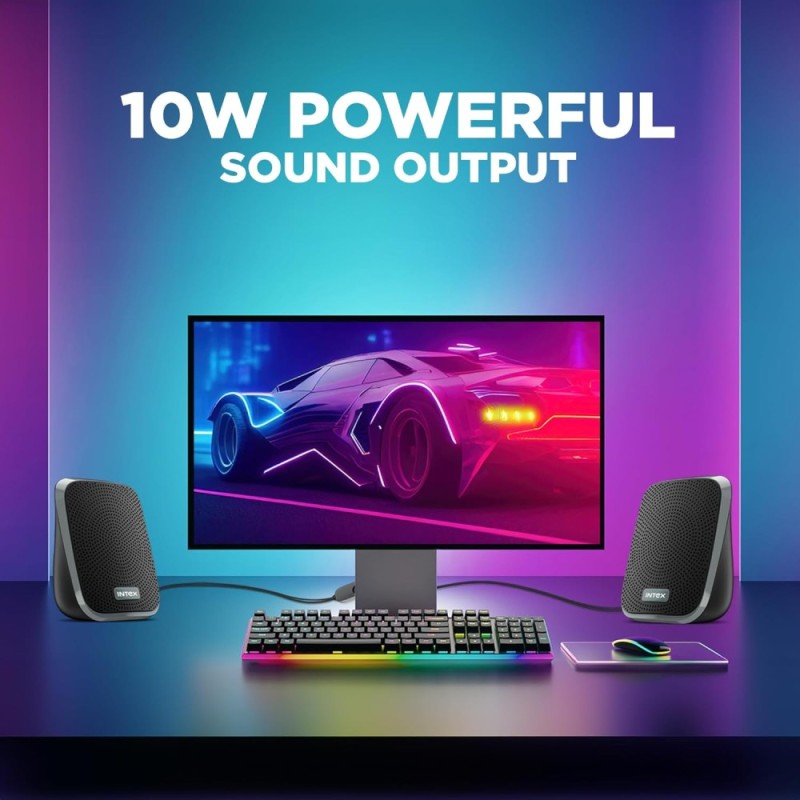 Intex IT-120 2.0 Channel Desktop Speaker 10W RMS USB Powered Grey