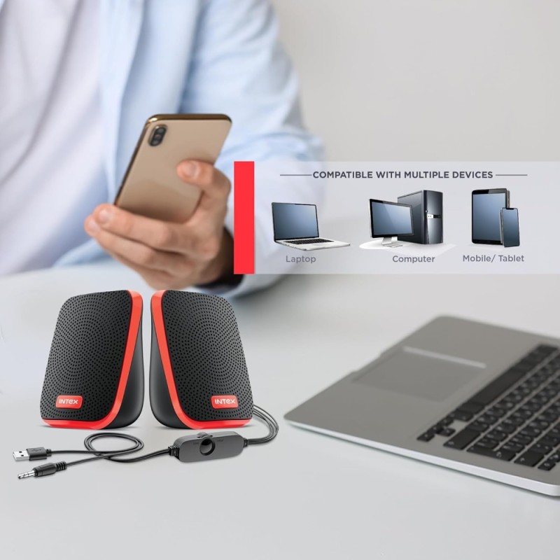 Intex IT-120 2.0 USB Computer Multimedia Speaker 10W RMS Orange