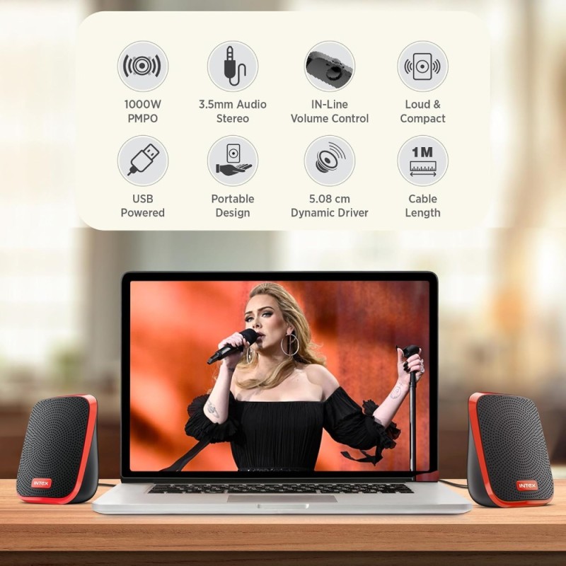 Intex IT-120 2.0 USB Computer Multimedia Speaker 10W RMS Orange