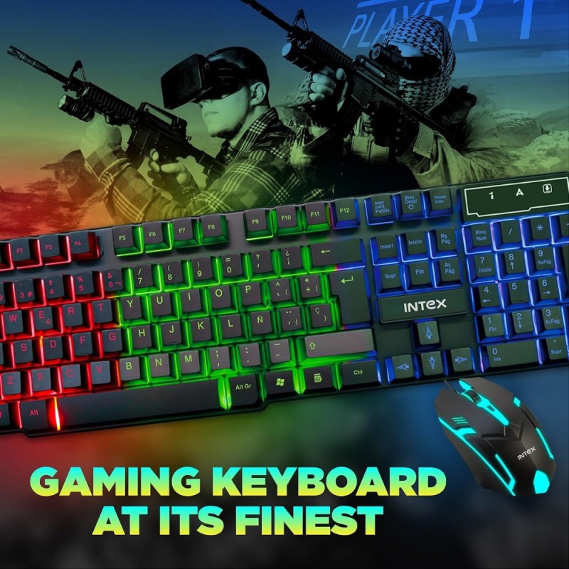 Intex Wired Gaming Keyboard and Mouse Combo IT-KB334 RGB Backlit Black