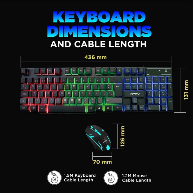 Intex Wired Gaming Keyboard and Mouse Combo IT-KB334 RGB Backlit Black