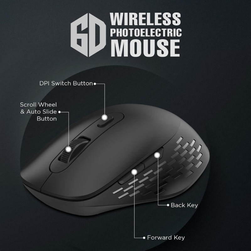 Intex Wireless Mouse IT-WM201 Flow 1600 DPI 6 Buttons Black