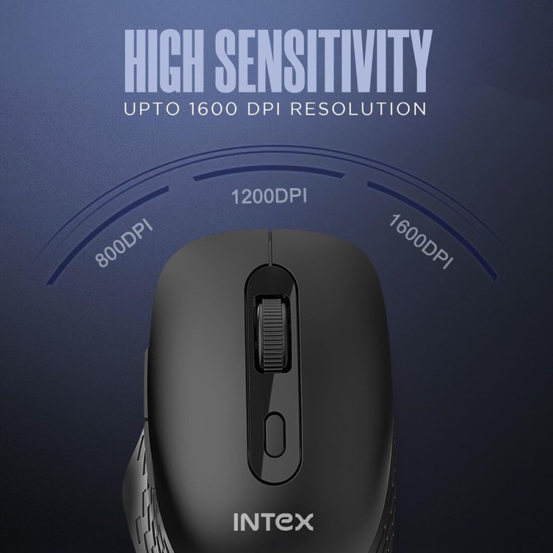 Intex Wireless Mouse IT-WM201 Flow 1600 DPI 6 Buttons Black