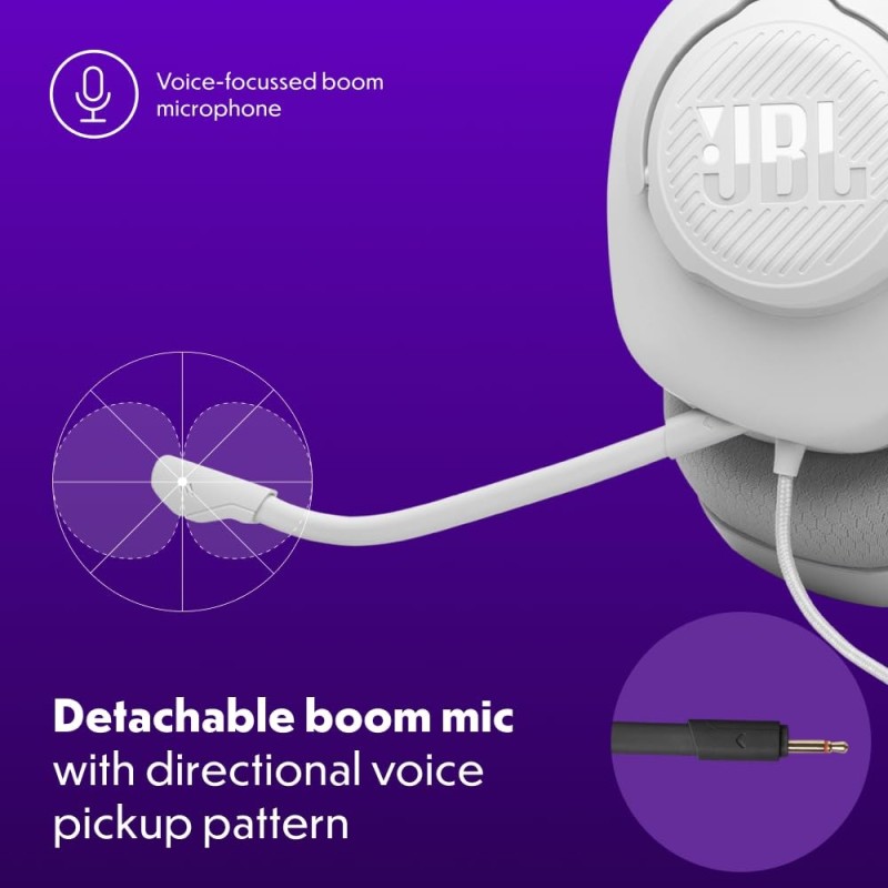 JBL Gaming Headphones Quantum 100M2 40mm Drivers Omnidirectional Mic White