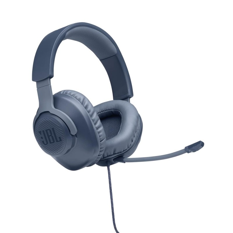 JBL Wired Over Ear Gaming Headphones JBLQUANTUM100BLU 40mm Drivers Detachable Mic Blue