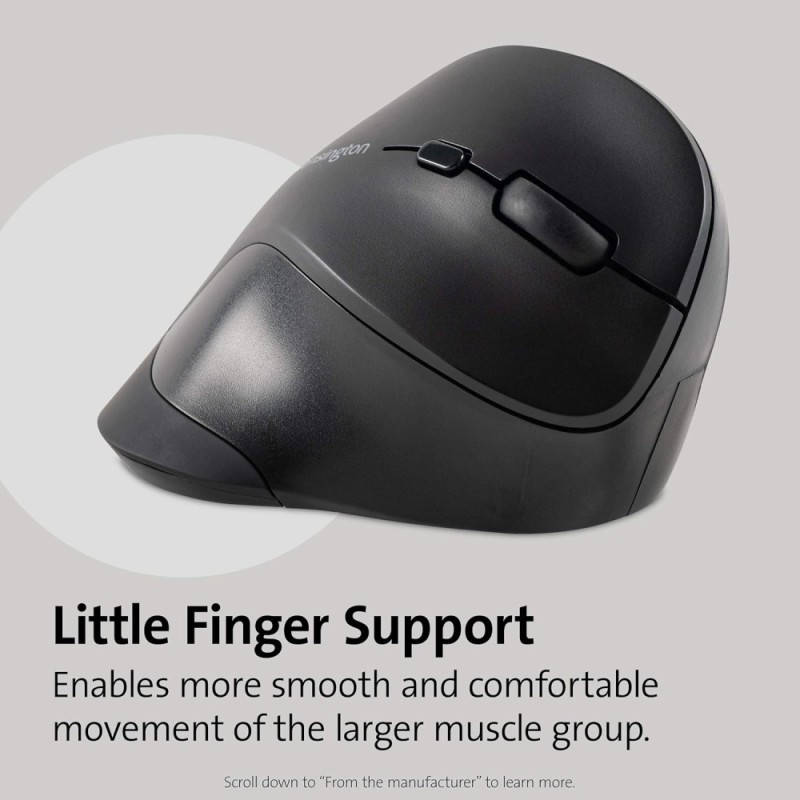 Kensington Ergonomic Vertical Wireless Mouse K75575WW 6 Buttons 5 DPI Settings Black
