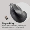 Kensington Ergonomic Vertical Wireless Mouse K75575WW 6 Buttons 5 DPI Settings Black