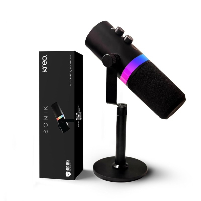 Kreo Sonik Dynamic Gaming Microphone XLR/USB Dual Connectivity Black
