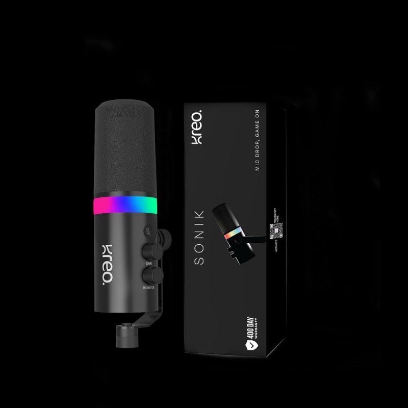 Kreo Sonik Dynamic Gaming Microphone XLR/USB Dual Connectivity Black