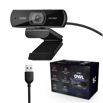 Kreo Webcam WC1678Y Full HD 1080P 60 FPS Auto-Focus Black