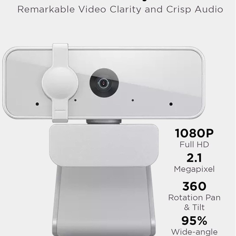 Lenovo FHD Webcam GXC1B34793 1080P 2.1MP Dual Mics Cloud Grey