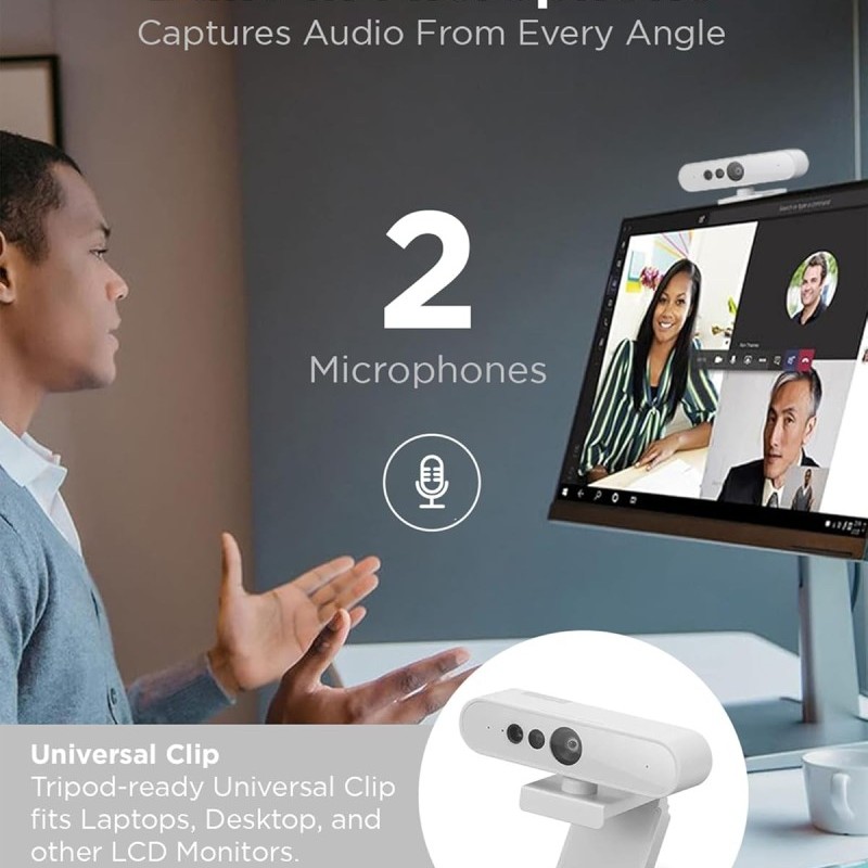 Lenovo FHD Webcam GXC1D66063 1080p Resolution 360° Rotation Cloud Grey