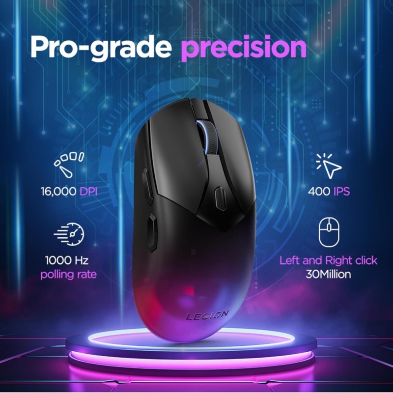 Lenovo Wireless Gaming Mouse GY51P83012 16,000 DPI Ambidextrous Black
