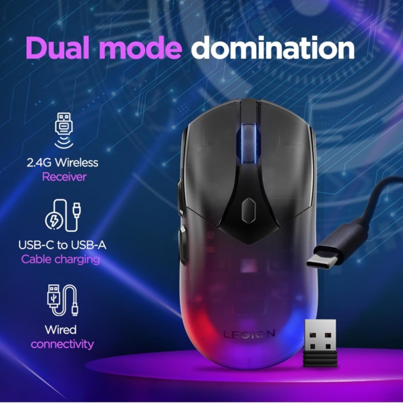 Lenovo Wireless Gaming Mouse GY51P83012 16,000 DPI Ambidextrous Black
