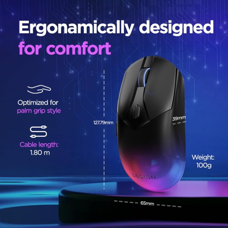 Lenovo Wireless Gaming Mouse GY51P83012 16,000 DPI Ambidextrous Black