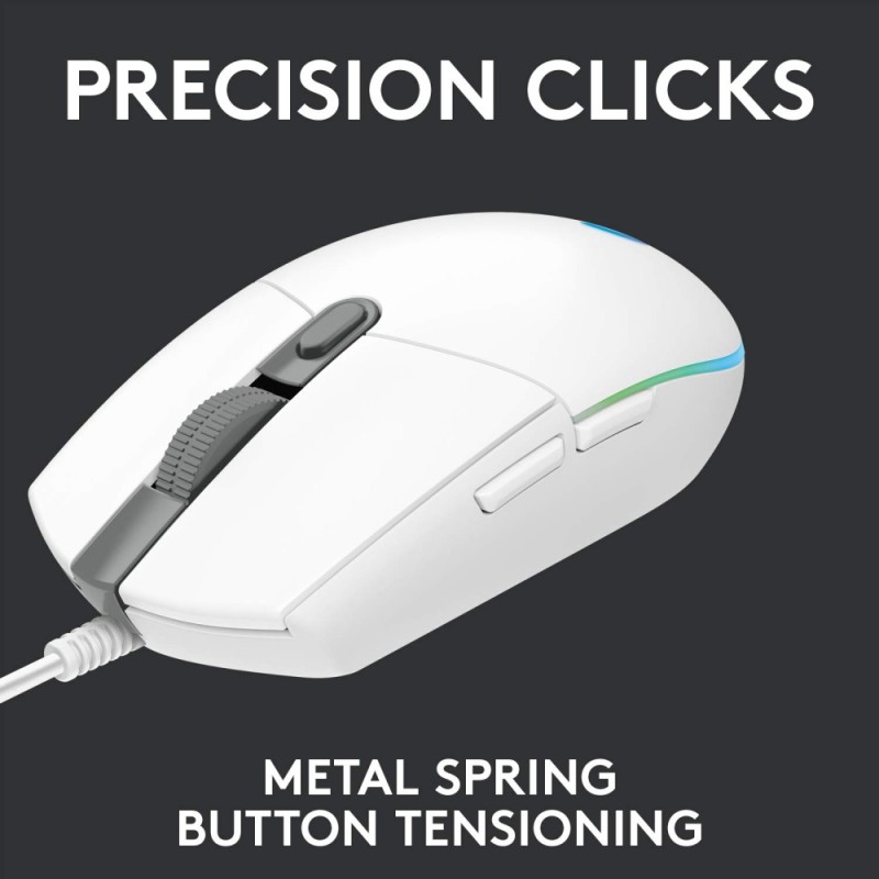 Logitech G Light Sync Gaming Mouse 8K DPI, 6 Buttons, White