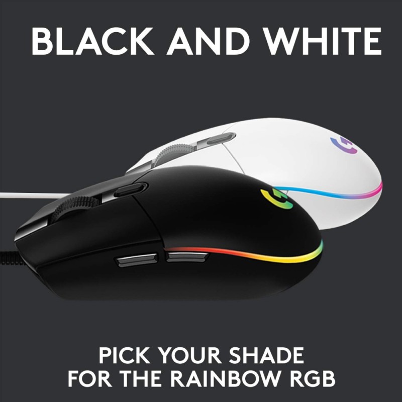 Logitech G Light Sync Gaming Mouse 8K DPI, 6 Buttons, White