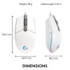 Logitech G Light Sync Gaming Mouse 8K DPI, 6 Buttons, White