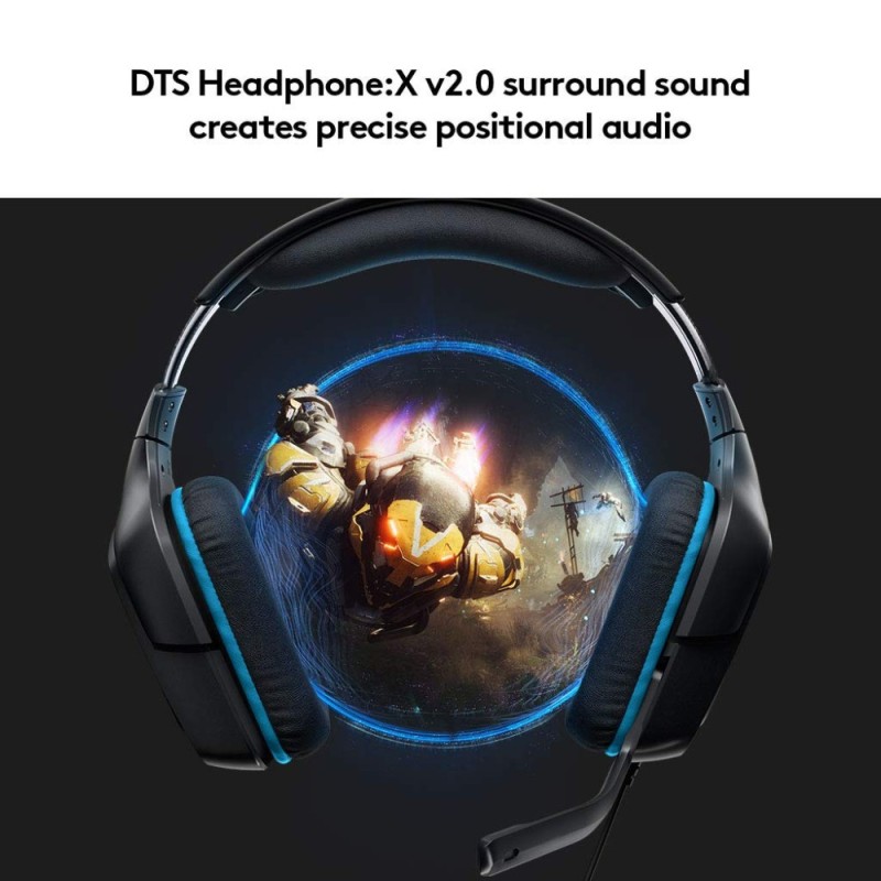 Logitech G Over Ear Headphones G431 50 mm Drivers, DTS X 2.0, Black