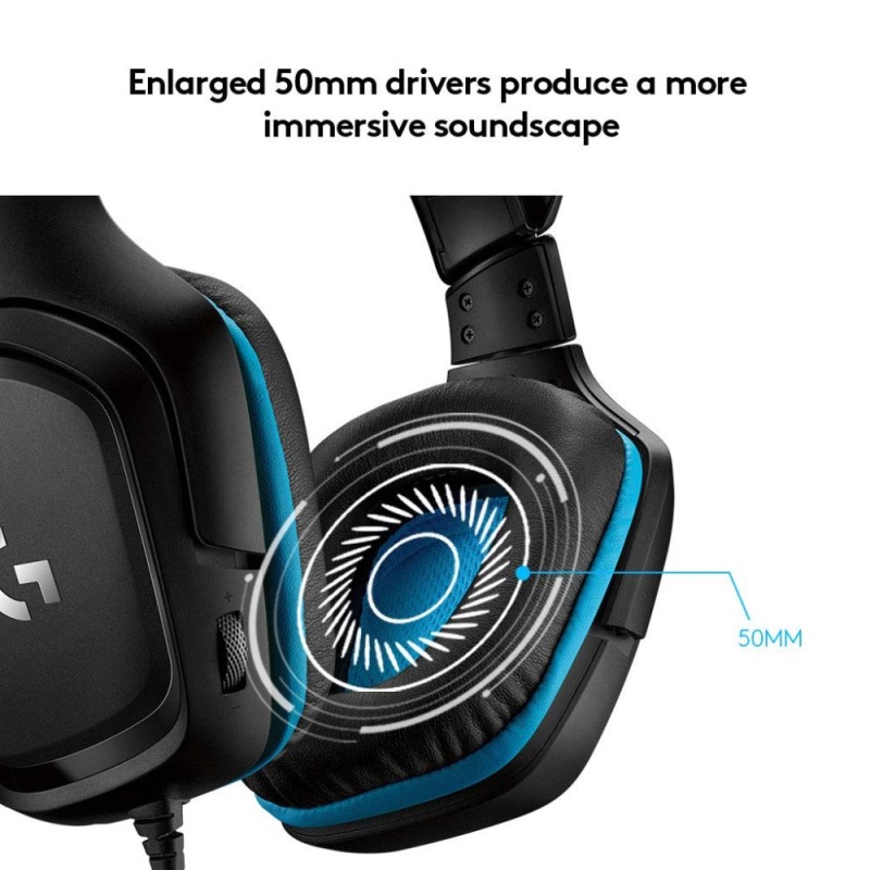 Logitech G Over Ear Headphones G431 50 mm Drivers, DTS X 2.0, Black