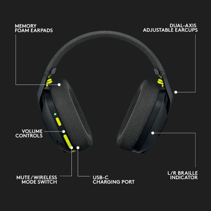 Logitech G Over Ear Headphones G435 18H Battery, Bluetooth, Black