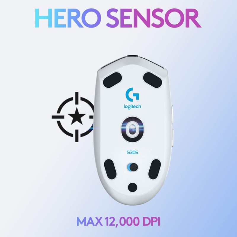 Logitech G Wireless Gaming Mouse G304 HERO Sensor 12000 DPI White