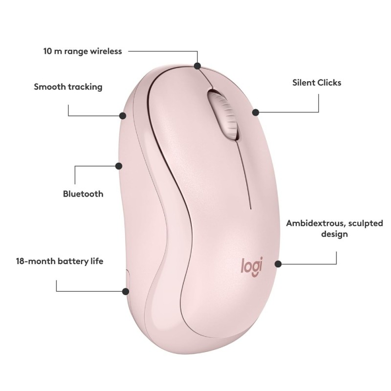 Logitech M240 Silent Bluetooth Mouse 4000 DPI Rose