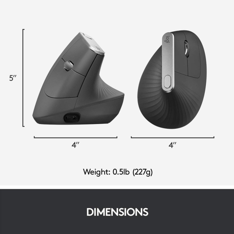 Logitech MX Vertical Wireless Mouse 4000 DPI Ergonomic Graphite