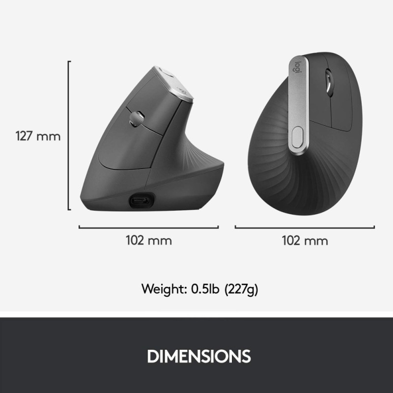 Logitech MX Vertical Wireless Mouse 4000 DPI Ergonomic Graphite