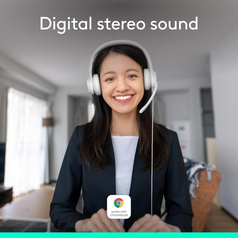 Logitech Wired Headset H390 Digital Stereo Sound, USB-A, White