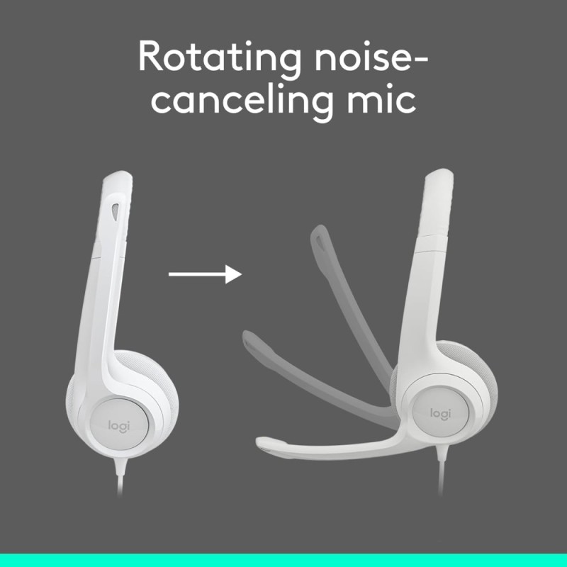 Logitech Wired Headset H390 Digital Stereo Sound, USB-A, White