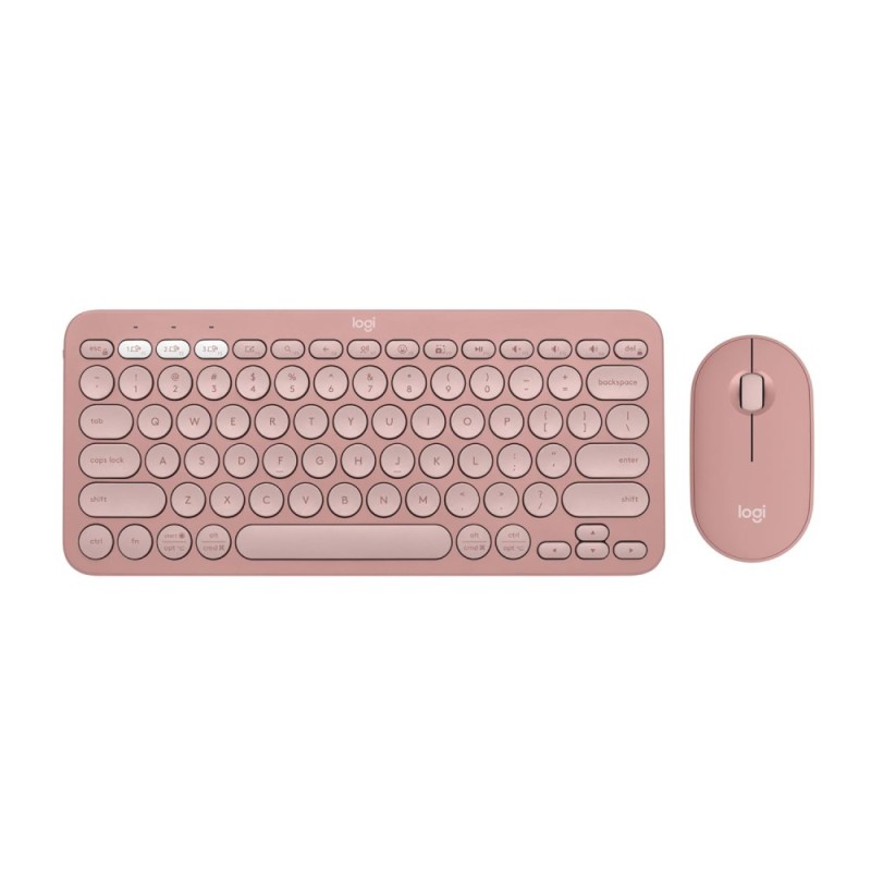 Logitech Wireless Keyboard and Mouse Pebble 2 Combo, Bluetooth, Portable, Tonal Rose