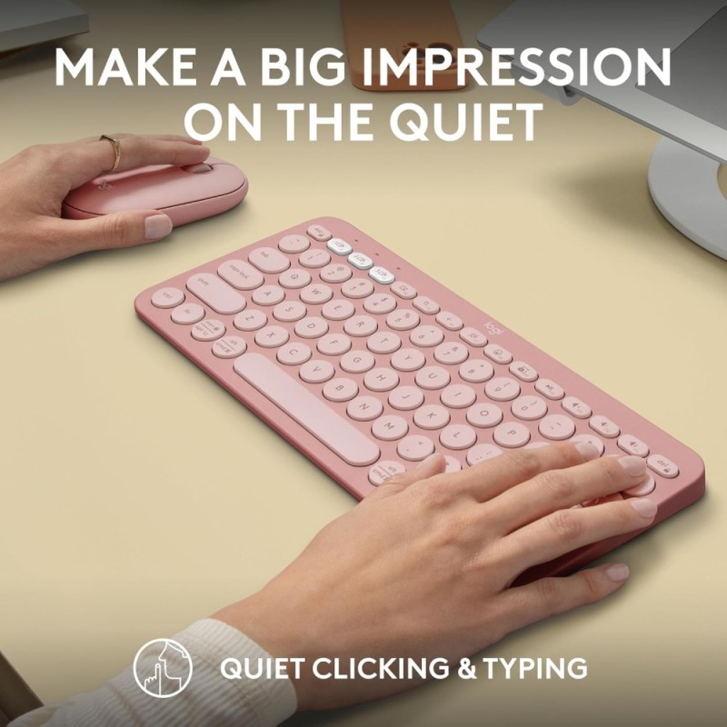 Logitech Wireless Keyboard and Mouse Pebble 2 Combo, Bluetooth, Portable, Tonal Rose