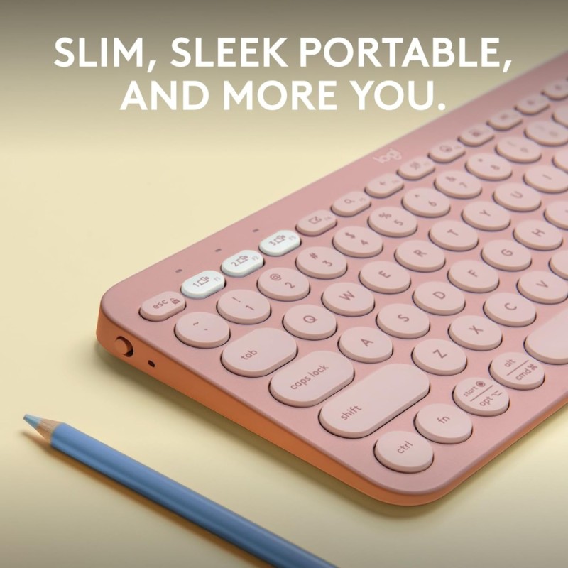 Logitech Wireless Keyboard Pebble Keys 2 K380s Multi-Device Bluetooth Slim Portable Tonal Rose