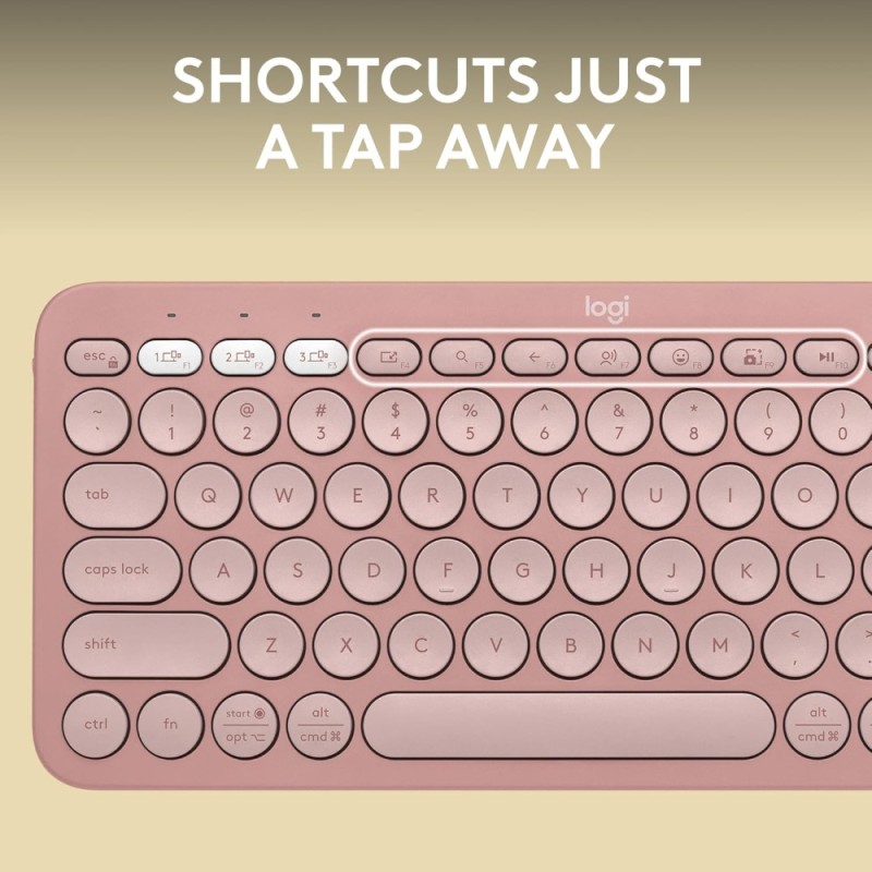 Logitech Wireless Keyboard Pebble Keys 2 K380s Multi-Device Bluetooth Slim Portable Tonal Rose