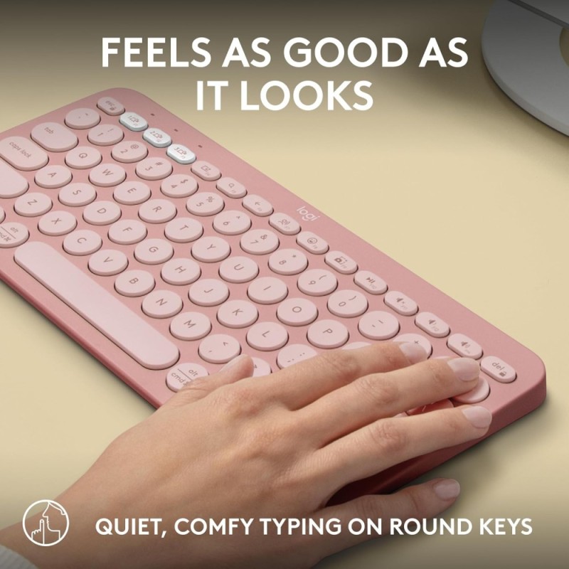 Logitech Wireless Keyboard Pebble Keys 2 K380s Multi-Device Bluetooth Slim Portable Tonal Rose