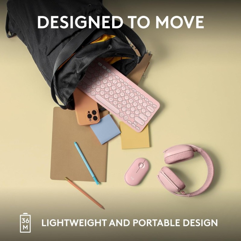 Logitech Wireless Keyboard Pebble Keys 2 K380s Multi-Device Bluetooth Slim Portable Tonal Rose
